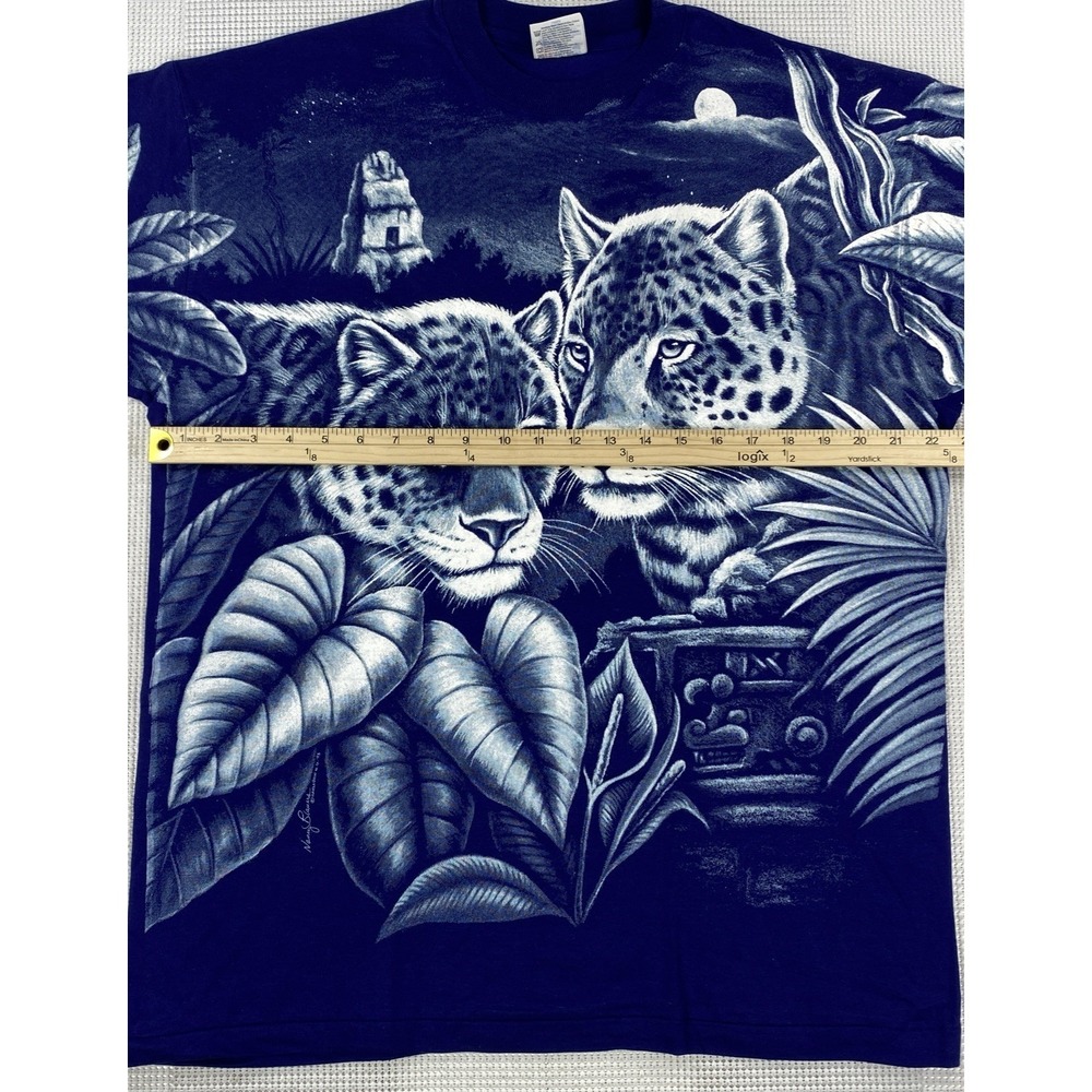 Vintage Leopard Jungle Ruins AOP T-Shirt Blue Harlequin Size Large - Picture 4 of 5